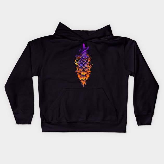 A pine cone sunset watercolor Kids Hoodie by etherElric